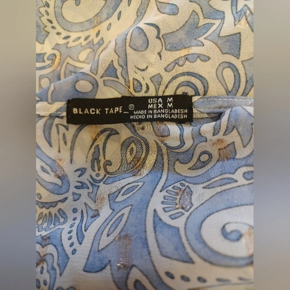 Black Tape Sheer Open Blue With Gold  Dress/Cover Size Medium - Picture 8 of 9